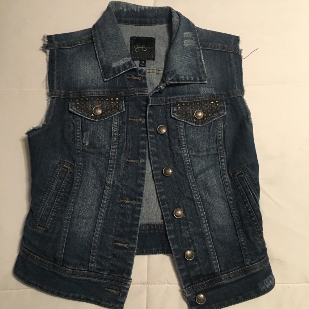 Jessica Simpson studded blue jean vest.